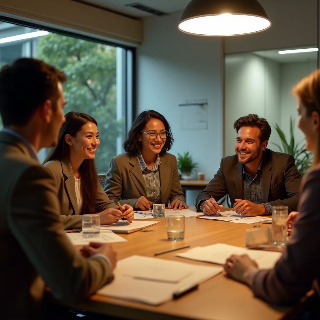 Equipo de consultores en reunión estratégica